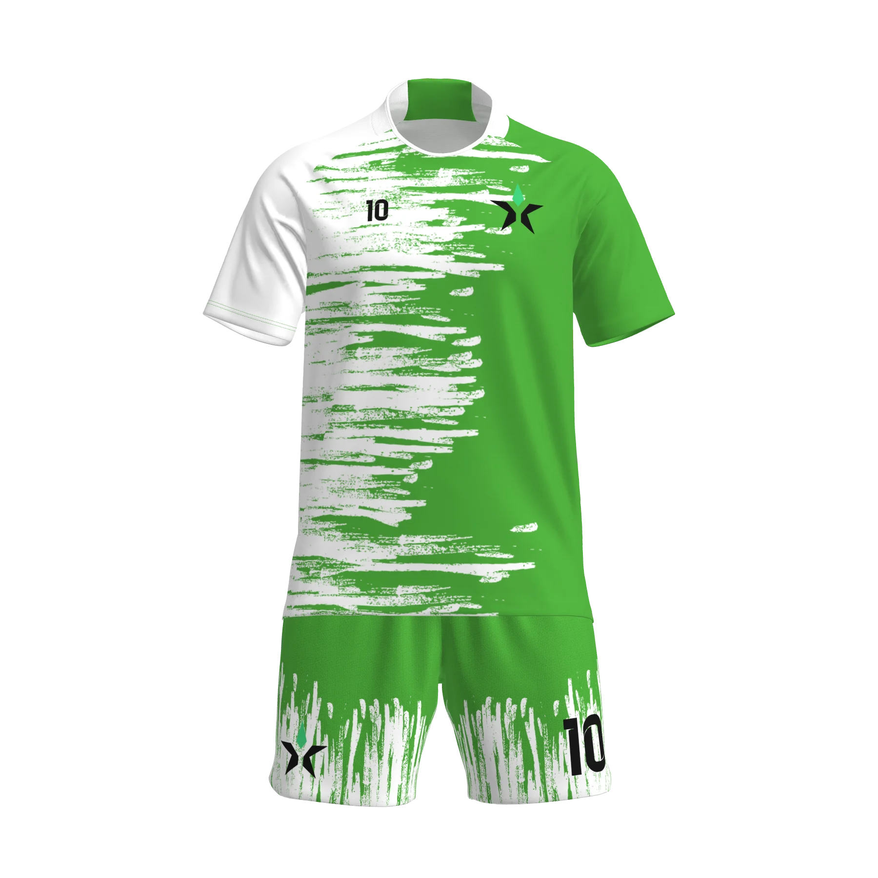 Fotballsett med grafisk trykk – trøye og shorts